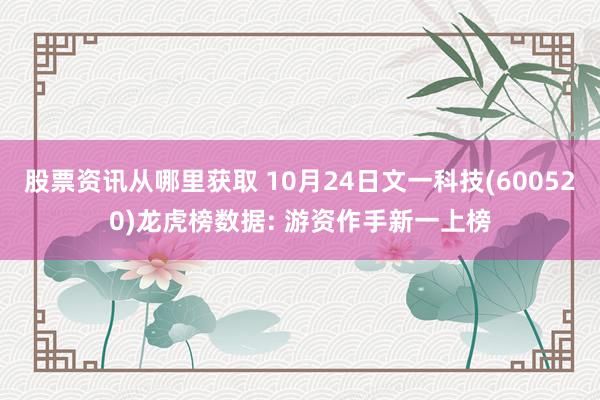 股票资讯从哪里获取 10月24日文一科技(600520)龙虎榜数据: 游资作手新一上榜