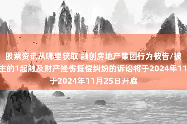 股票资讯从哪里获取 融创房地产集团行为被告/被上诉东说念主的1起触及财产挫伤抵偿纠纷的诉讼将于2024年11月25日开庭