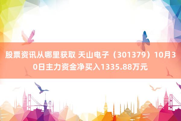 股票资讯从哪里获取 天山电子（301379）10月30日主力资金净买入1335.88万元