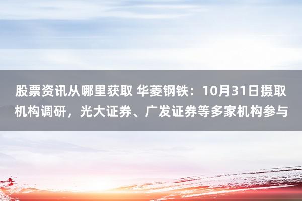 股票资讯从哪里获取 华菱钢铁：10月31日摄取机构调研，光大证券、广发证券等多家机构参与