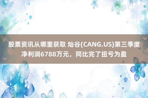 股票资讯从哪里获取 灿谷(CANG.US)第三季度净利润6788万元，同比完了扭亏为盈