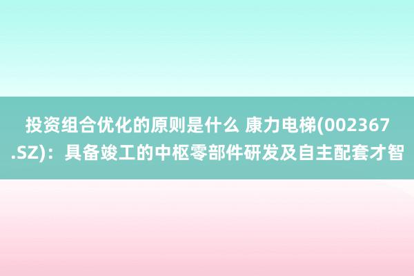 投资组合优化的原则是什么 康力电梯(002367.SZ)：具备竣工的中枢零部件研发及自主配套才智