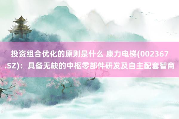 投资组合优化的原则是什么 康力电梯(002367.SZ)：具备无缺的中枢零部件研发及自主配套智商