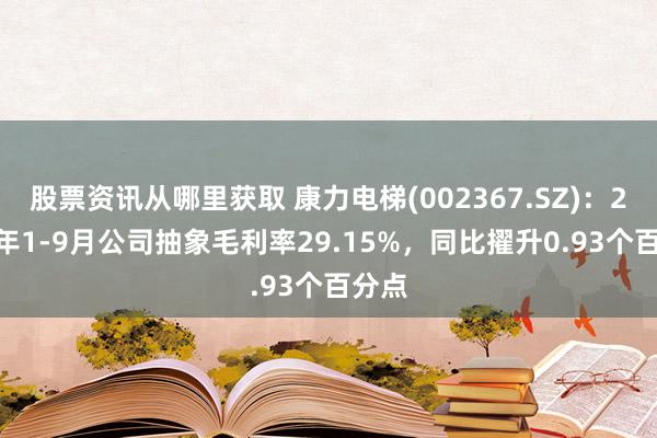 股票资讯从哪里获取 康力电梯(002367.SZ)：2024年1-9月公司抽象毛利率29.15%，同比擢升0.93个百分点