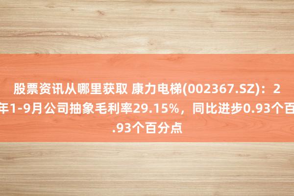 股票资讯从哪里获取 康力电梯(002367.SZ)：2024年1-9月公司抽象毛利率29.15%，同比进步0.93个百分点