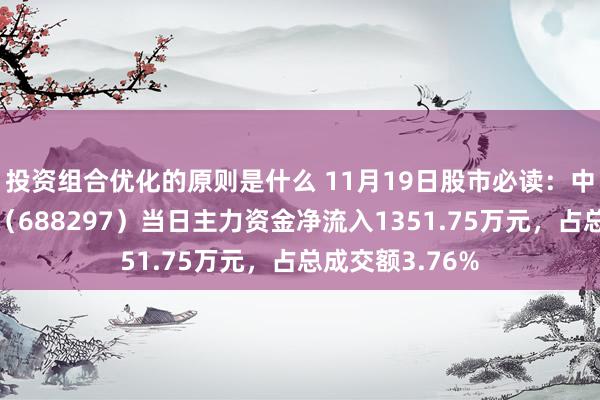 投资组合优化的原则是什么 11月19日股市必读：中无东说念主机（688297）当日主力资金净流入1351.75万元，占总成交额3.76%