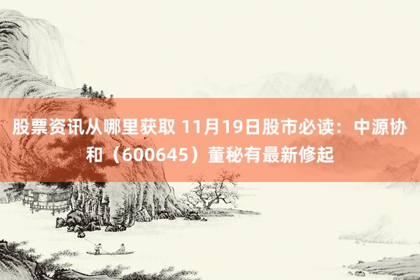 股票资讯从哪里获取 11月19日股市必读：中源协和（600645）董秘有最新修起