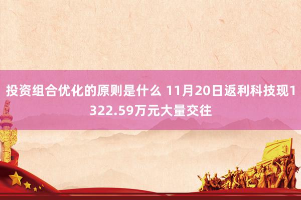 投资组合优化的原则是什么 11月20日返利科技现1322.59万元大量交往