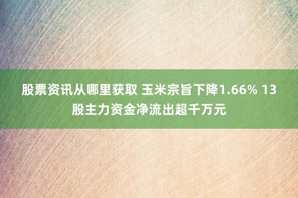 股票资讯从哪里获取 玉米宗旨下降1.66% 13股主力资金净流出超千万元