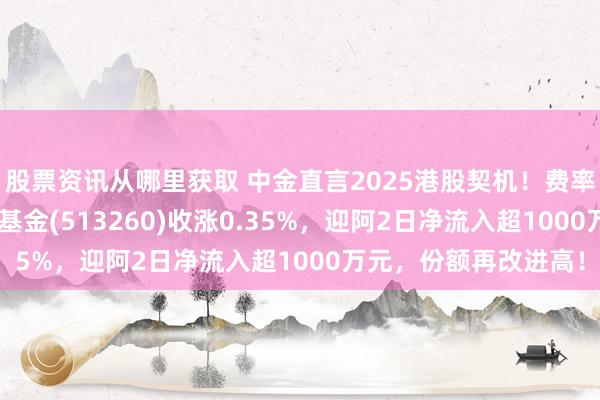 股票资讯从哪里获取 中金直言2025港股契机！费率最低的恒生科技ETF基金(513260)收涨0.35%，迎阿2日净流入超1000万元，份额再改进高！