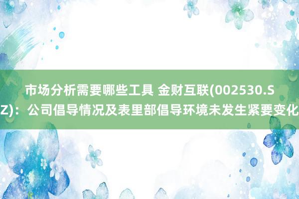 市场分析需要哪些工具 金财互联(002530.SZ)：公司倡导情况及表里部倡导环境未发生紧要变化