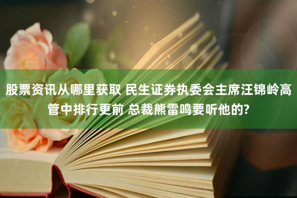 股票资讯从哪里获取 民生证券执委会主席汪锦岭高管中排行更前 总裁熊雷鸣要听他的?