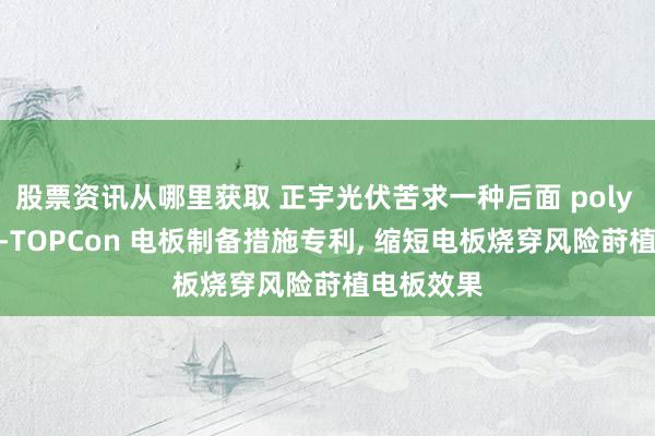 股票资讯从哪里获取 正宇光伏苦求一种后面 poly 减薄的 n-TOPCon 电板制备措施专利, 缩短电板烧穿风险莳植电板效果