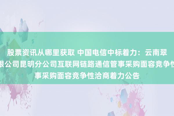 股票资讯从哪里获取 中国电信中标着力：云南翠怡旅舍科罚有限公司昆明分公司互联网链路通信管事采购面容竞争性洽商着力公告