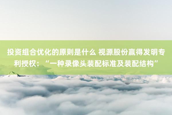 投资组合优化的原则是什么 视源股份赢得发明专利授权：“一种录像头装配标准及装配结构”