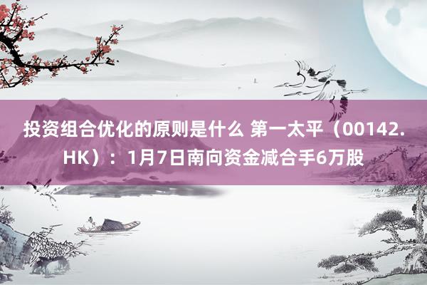 投资组合优化的原则是什么 第一太平（00142.HK）：1月7日南向资金减合手6万股