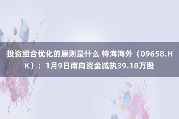 投资组合优化的原则是什么 特海海外（09658.HK）：1月9日南向资金减执39.18万股