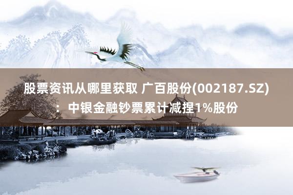 股票资讯从哪里获取 广百股份(002187.SZ)：中银金融钞票累计减捏1%股份