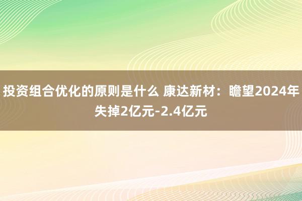 投资组合优化的原则是什么 康达新材：瞻望2024年失掉2亿元-2.4亿元