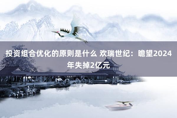 投资组合优化的原则是什么 欢瑞世纪：瞻望2024年失掉2亿元