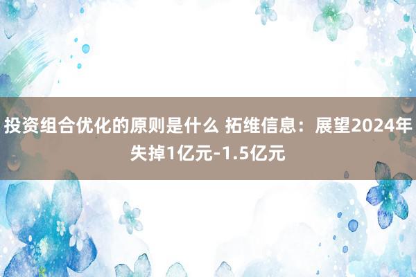 投资组合优化的原则是什么 拓维信息：展望2024年失掉1亿元-1.5亿元