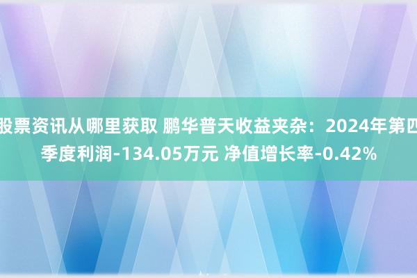 股票资讯从哪里获取 鹏华普天收益夹杂：2024年第四季度利润-134.05万元 净值增长率-0.42%