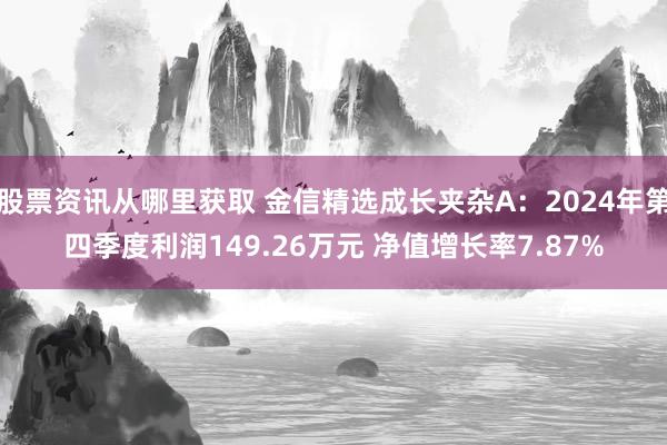 股票资讯从哪里获取 金信精选成长夹杂A：2024年第四季度利润149.26万元 净值增长率7.87%