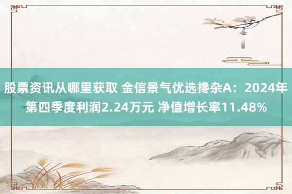 股票资讯从哪里获取 金信景气优选搀杂A：2024年第四季度利润2.24万元 净值增长率11.48%