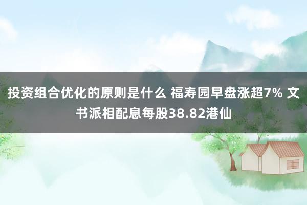 投资组合优化的原则是什么 福寿园早盘涨超7% 文书派相配息每股38.82港仙