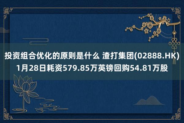 投资组合优化的原则是什么 渣打集团(02888.HK)1月28日耗资579.85万英镑回购54.81万股