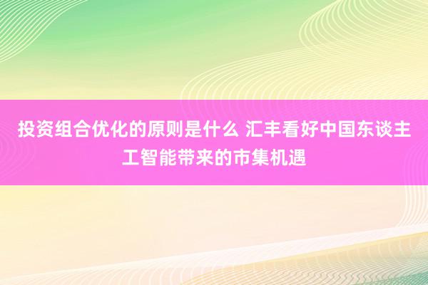 投资组合优化的原则是什么 汇丰看好中国东谈主工智能带来的市集机遇