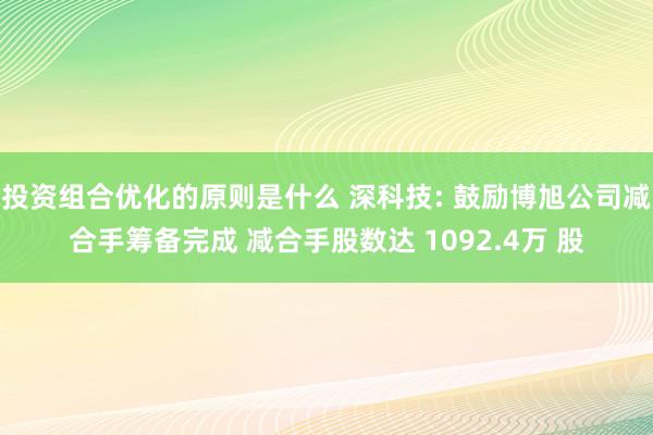 投资组合优化的原则是什么 深科技: 鼓励博旭公司减合手筹备完成 减合手股数达 1092.4万 股