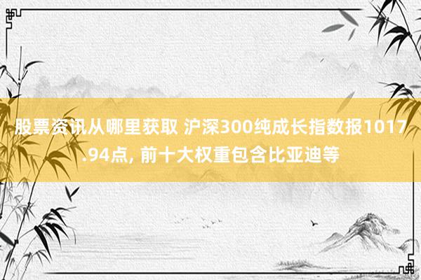 股票资讯从哪里获取 沪深300纯成长指数报1017.94点, 前十大权重包含比亚迪等