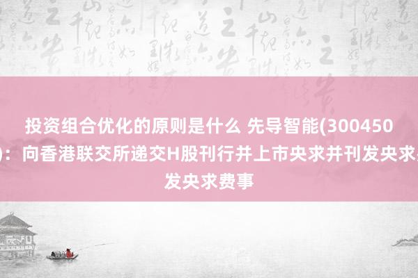 投资组合优化的原则是什么 先导智能(300450.SZ)：向香港联交所递交H股刊行并上市央求并刊发央求费事