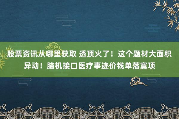 股票资讯从哪里获取 透顶火了！这个题材大面积异动！脑机接口医疗事迹价钱单落寞项